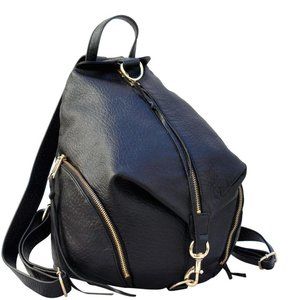 Rebecca Minkoff Large Julian Leather Backpack - Black/Gold